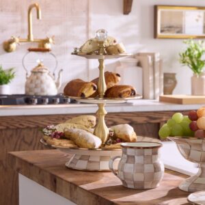 Enamel Sweet Stand – Mocha Check, Three Tier