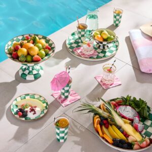 Check Enamel Tumbler – Emerald Check, 10 oz.