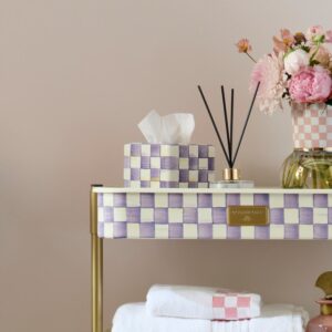 Violet Check Enamel Bath Collection – Violet Check, Boutique Tissue Box Cover