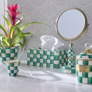 Emerald Check Enamel Bath Collection – Emerald Check, Standard Tissue Box Cover