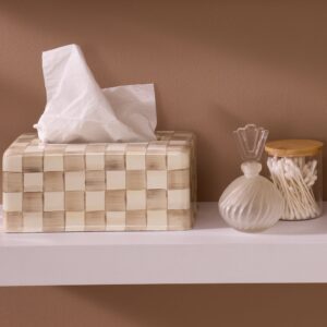 Mocha Check Enamel Bath Collection – Mocha Check, Standard Tissue Box