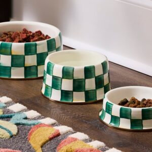 Check Pet Dishes – Emerald Check, Medium
