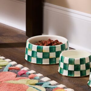 Check Pet Dishes – Emerald Check, Large