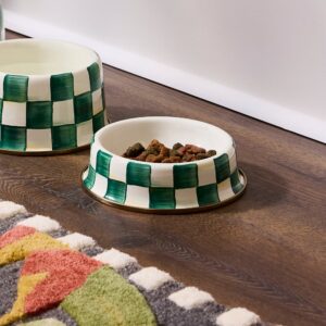 Check Pet Dishes – Emerald Check, Small