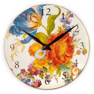 White Flower Market Wall Clock