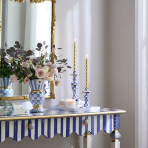 Enamel Dinner Candlestick Holder – Royal Check, Small