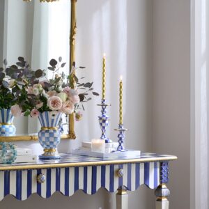 Enamel Dinner Candlestick Holder – Royal Check, Medium