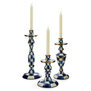 Enamel Dinner Candlestick Holder – Royal Check, Large