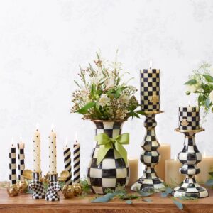 Enamel Pillar Candlestick Holder – Courtly Check, Large