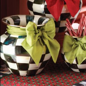 Courtly Check Enamel Large Vase – Green Bow