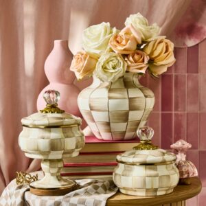 Rosy Check Large Vase – Mocha Check