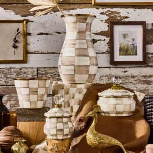 Rosy Check Small Garden Pot – Mocha Check