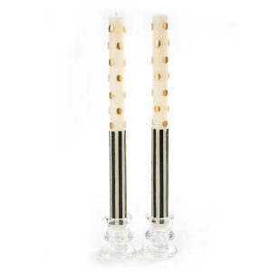 Dot & Stripe Dinner Candles – Gold – Set of 2